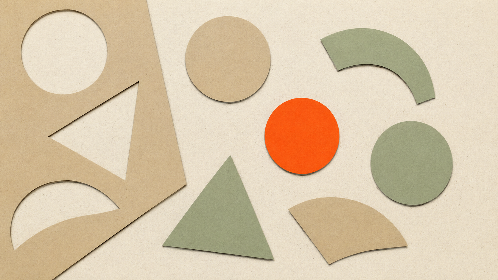 Editorial illustration of layered cut paper shapes on a craft mat, evoking vinyl cutting workflows